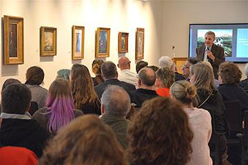 Guests gathered in the Sally Otto Art Gallery for a gallery talk featuring Lou Zona of the Butler Institute of Art